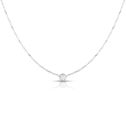 white gold diamond bezel necklace