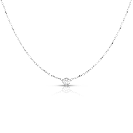 white gold diamond bezel necklace