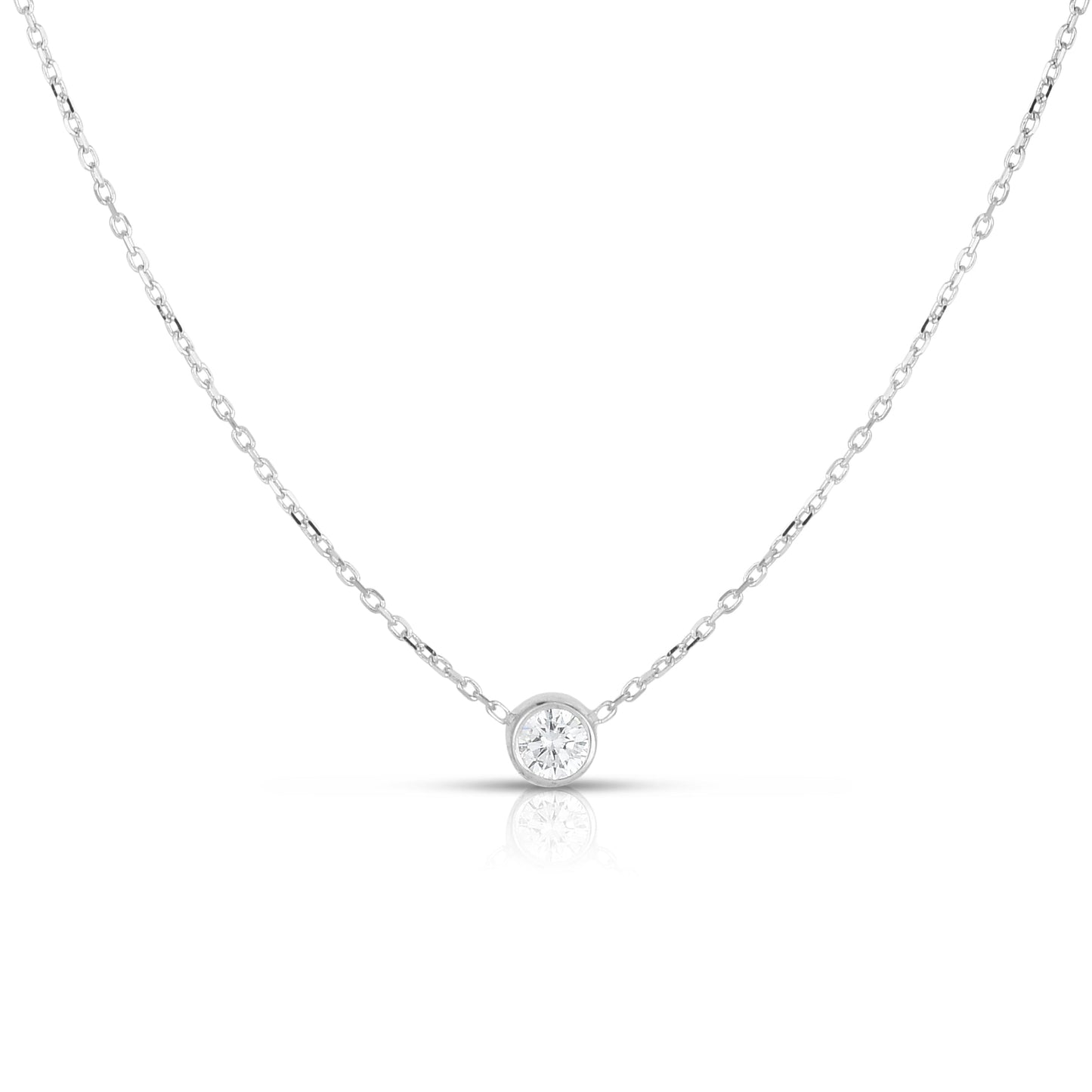 white gold bezel set necklace