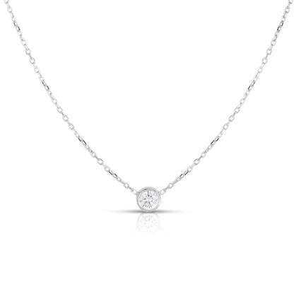 white gold bezel set necklace
