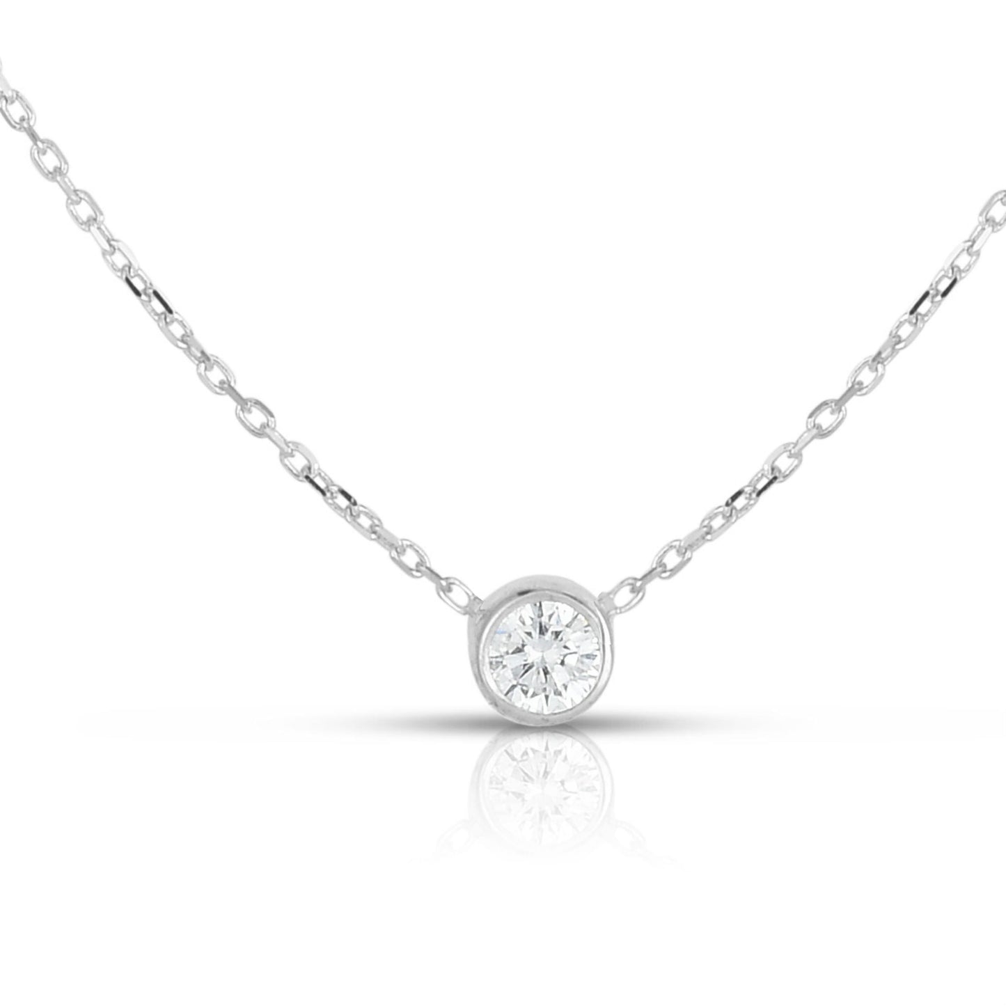 14K gold diamond bezel solitaire necklace
