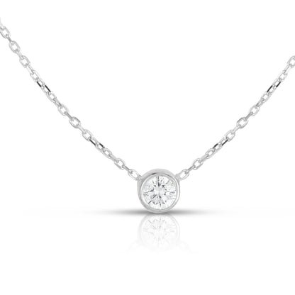 14K gold diamond bezel solitaire necklace