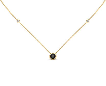 5MM Gemstone & Diamond Accent Necklace, 16"-18" in 14K Gold