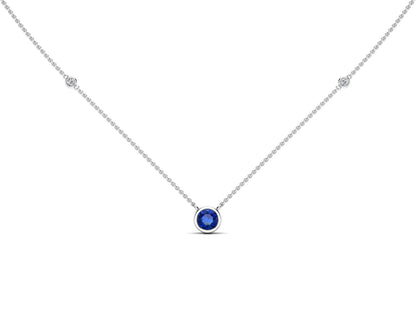 5MM Gemstone & Diamond Accent Necklace, 16"-18" in 14K Gold