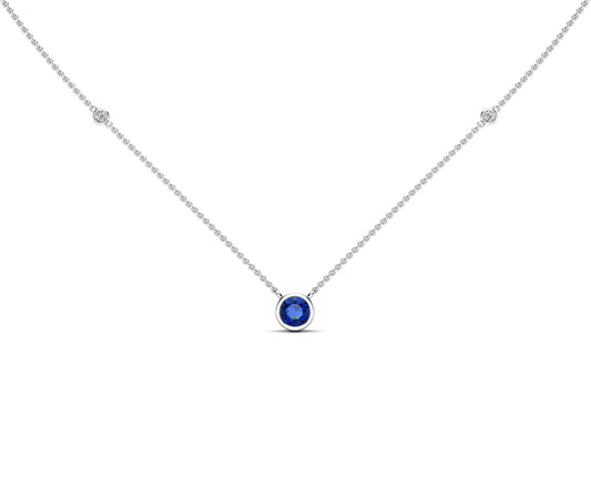 5MM Gemstone & Diamond Accent Necklace, 16"-18" in 14K Gold