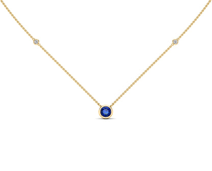 5MM Gemstone & Diamond Accent Necklace, 16"-18" in 14K Gold