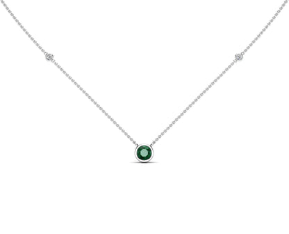 5MM Gemstone & Diamond Accent Necklace, 16"-18" in 14K Gold