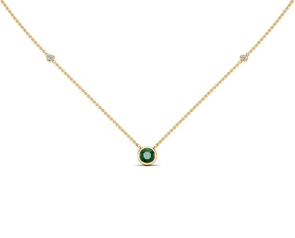 5MM Gemstone & Diamond Accent Necklace, 16"-18" in 14K Gold