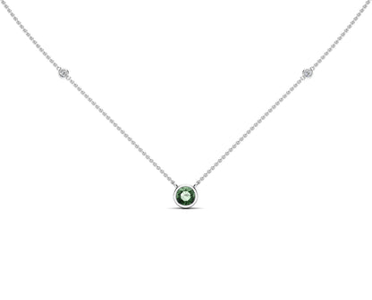 5MM Gemstone & Diamond Accent Necklace, 16"-18" in 14K Gold