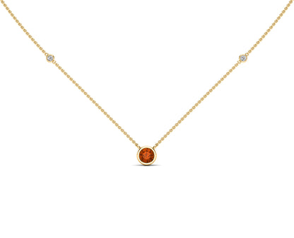 5MM Gemstone & Diamond Accent Necklace, 16"-18" in 14K Gold