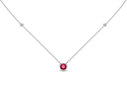 5MM Gemstone & Diamond Accent Necklace, 16"-18" in 14K Gold