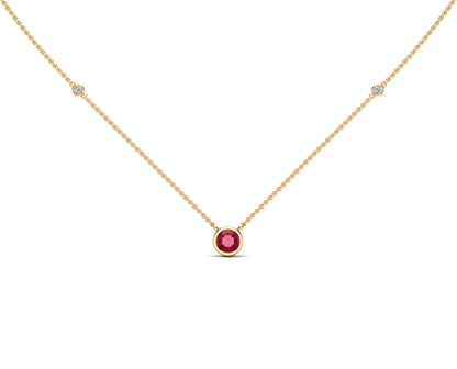 5MM Gemstone & Diamond Accent Necklace, 16"-18" in 14K Gold