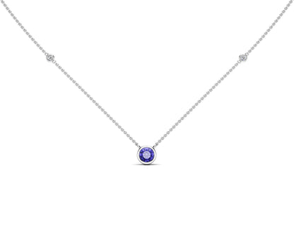 5MM Gemstone & Diamond Accent Necklace, 16"-18" in 14K Gold
