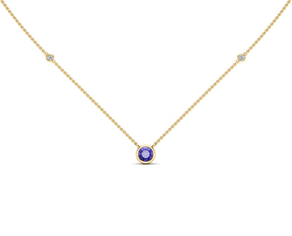 5MM Gemstone & Diamond Accent Necklace, 16"-18" in 14K Gold
