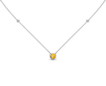 5MM Gemstone & Diamond Accent Necklace, 16"-18" in 14K Gold