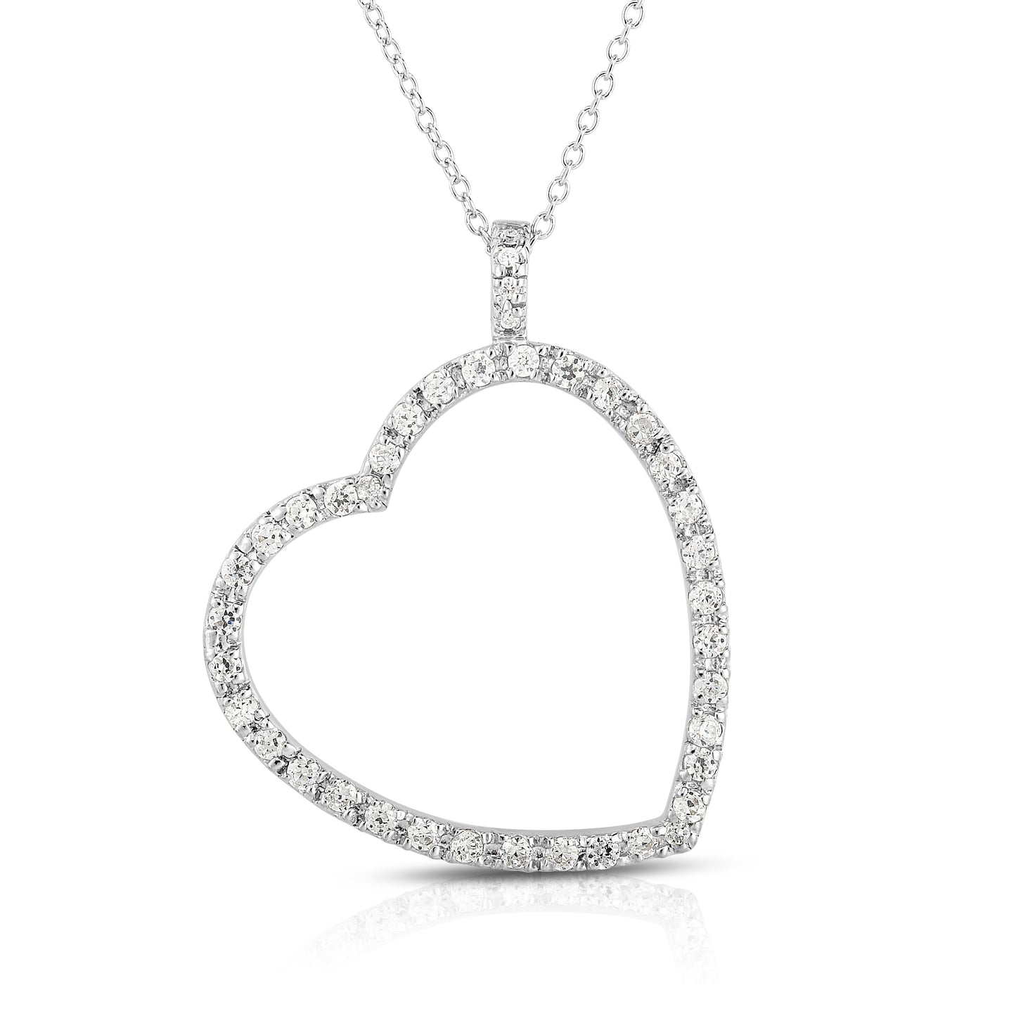 0.60Ct Diamond Heart Pendant, 18" Gold Chain in 14K Gold