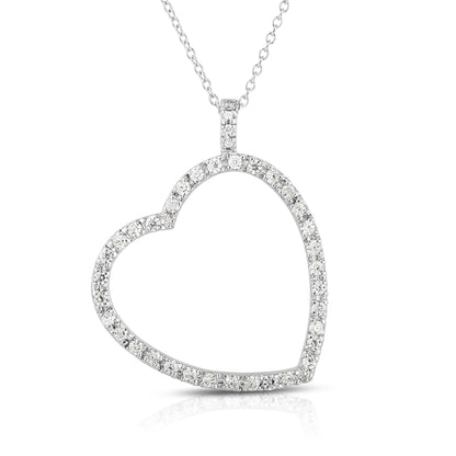 0.60Ct Diamond Heart Pendant, 18" Gold Chain in 14K Gold