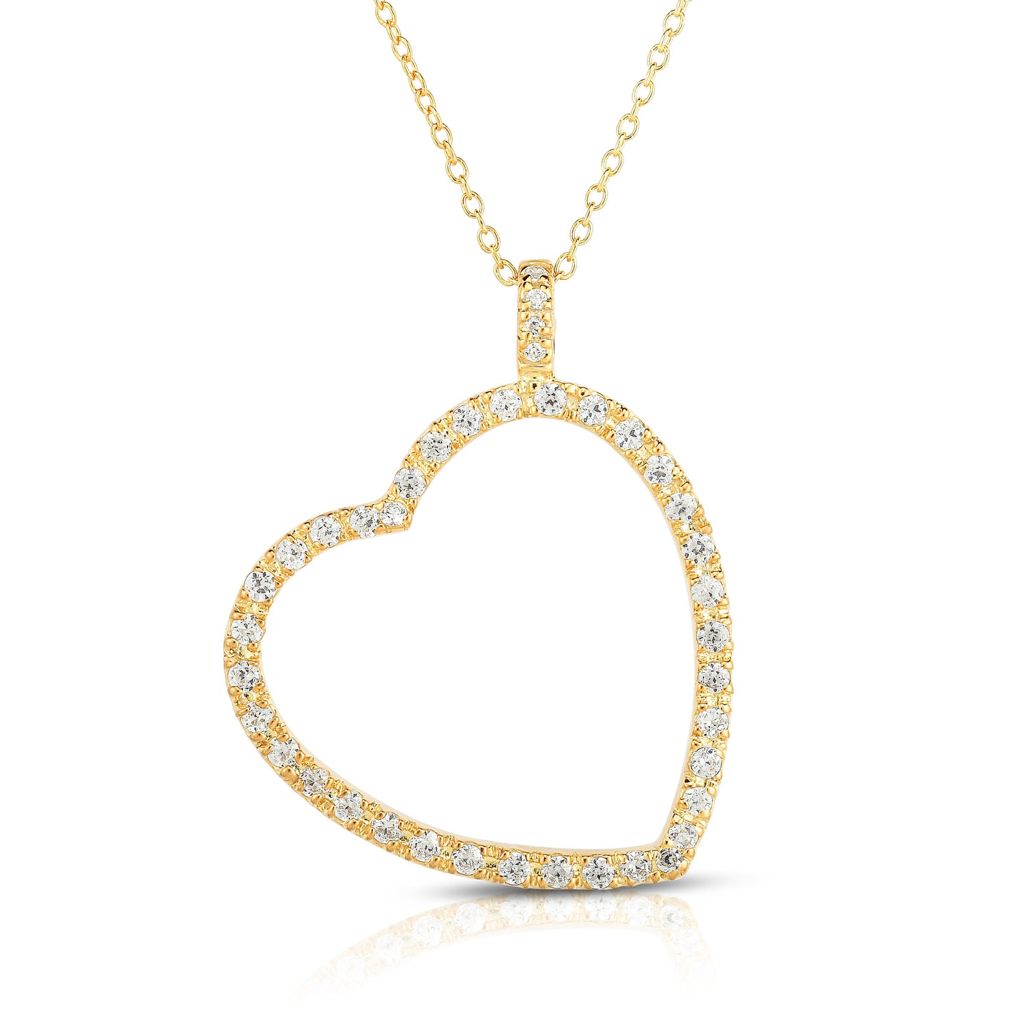 0.60Ct Diamond Heart Pendant, 18" Gold Chain in 14K Gold