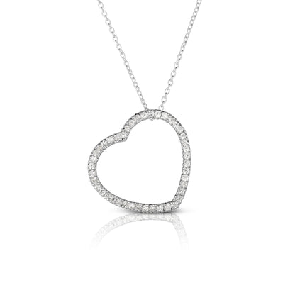 0.50Ct Diamond Heart Pendant, 18" Gold Chain in 14K Gold