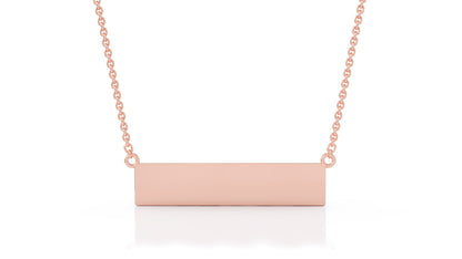 Engravable Bar Necklace, 17"-18" / Free Engraving in 14K Gold