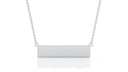 Engravable Bar Necklace, 17"-18" / Free Engraving in 14K Gold