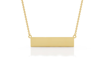 Engravable Bar Necklace, 17"-18" / Free Engraving in 14K Gold