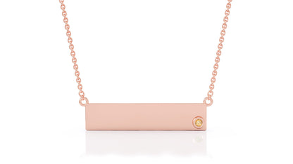 0.03Ct Gemstone Engravable Bar Necklace, 17"-18" in 14K Gold