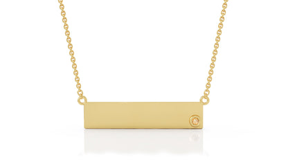 0.03Ct Gemstone Engravable Bar Necklace, 17"-18" in 14K Gold