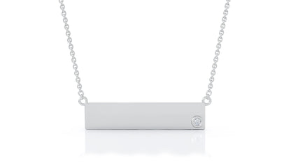 0.03Ct Gemstone Engravable Bar Necklace, 17"-18" in 14K Gold