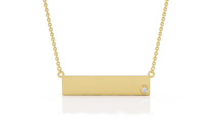 0.03Ct Gemstone Engravable Bar Necklace, 17"-18" in 14K Gold