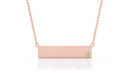 0.03Ct Gemstone Engravable Bar Necklace, 17"-18" in 14K Gold