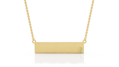 0.03Ct Gemstone Engravable Bar Necklace, 17"-18" in 14K Gold