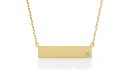0.03Ct Gemstone Engravable Bar Necklace, 17"-18" in 14K Gold