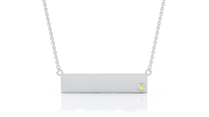 0.03Ct Gemstone Engravable Bar Necklace, 17"-18" in 14K Gold