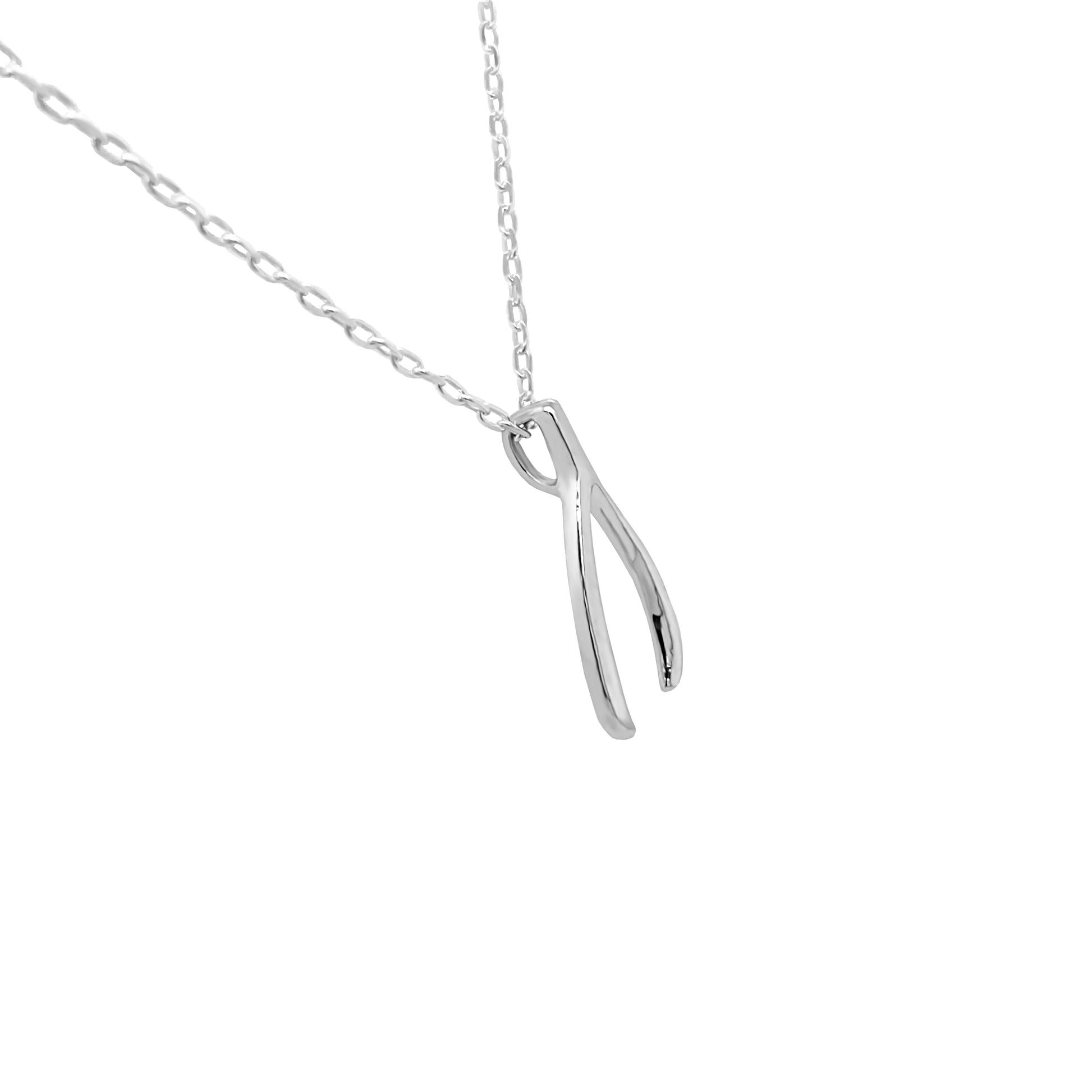 white gold wishbone necklace details