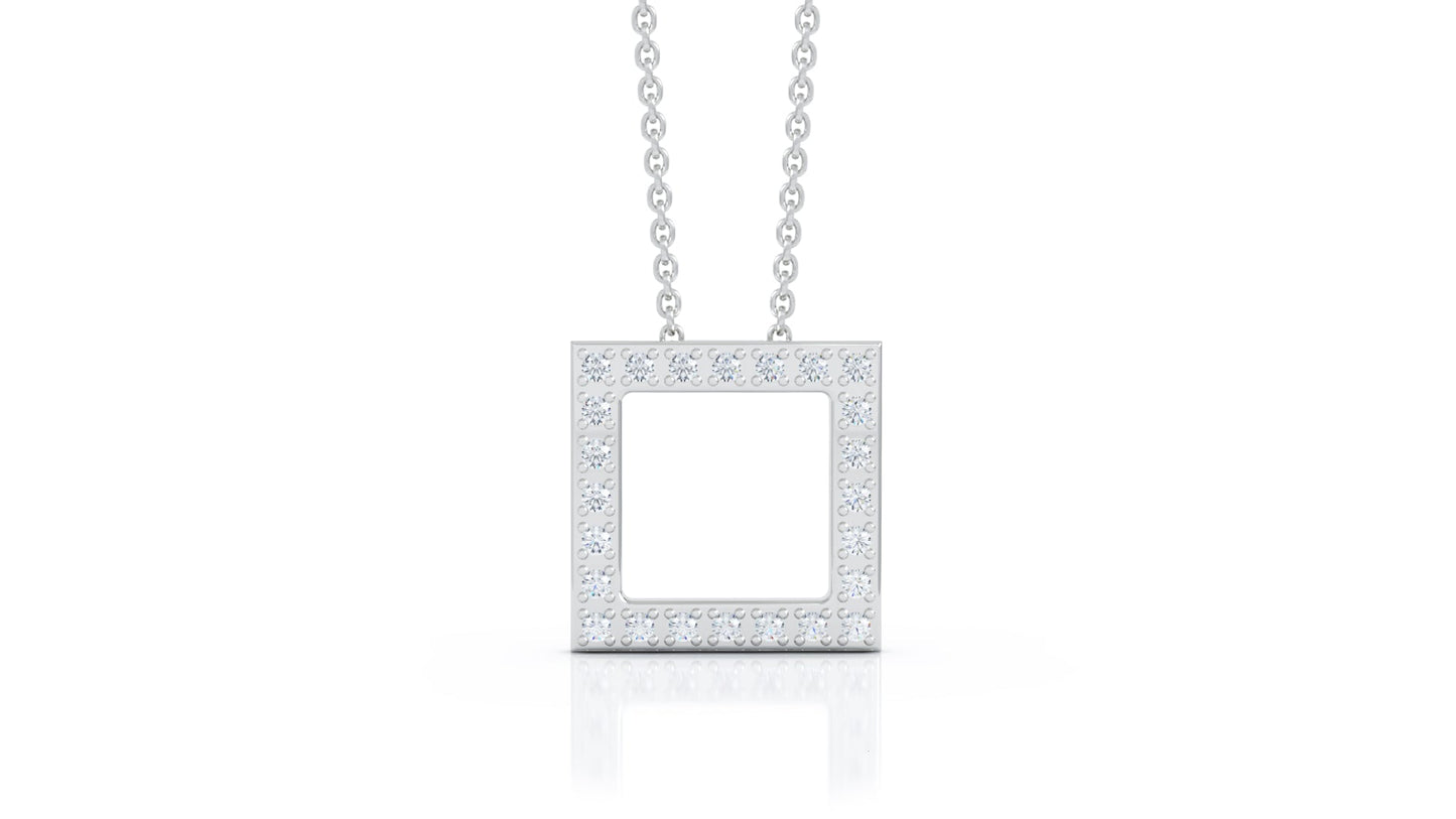 0.25Ct Diamond Square Pendant, 16"-18" in 14K Gold