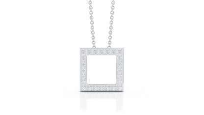 0.25Ct Diamond Square Pendant, 16"-18" in 14K Gold