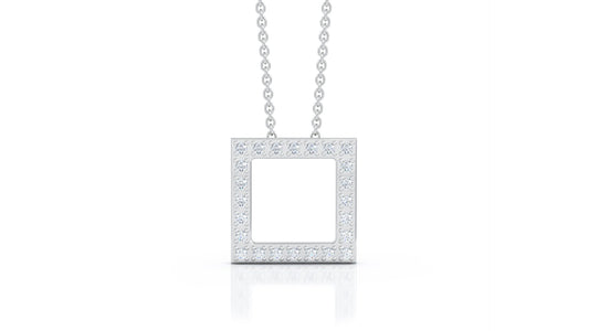 0.25Ct Diamond Square Pendant, 16"-18" in 14K Gold