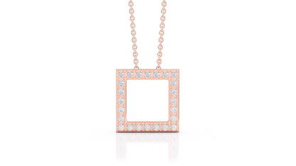 0.25Ct Diamond Square Pendant, 16"-18" in 14K Gold