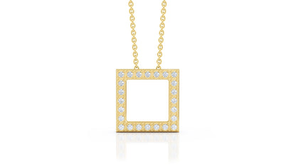 0.25Ct Diamond Square Pendant, 16"-18" in 14K Gold