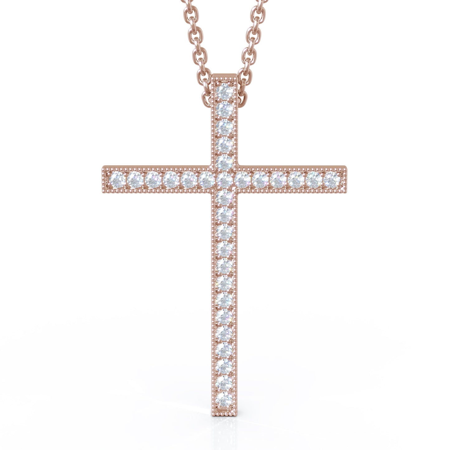 0.30Ct Diamond Cross Pendant, 18" Gold Chain in 14K Gold
