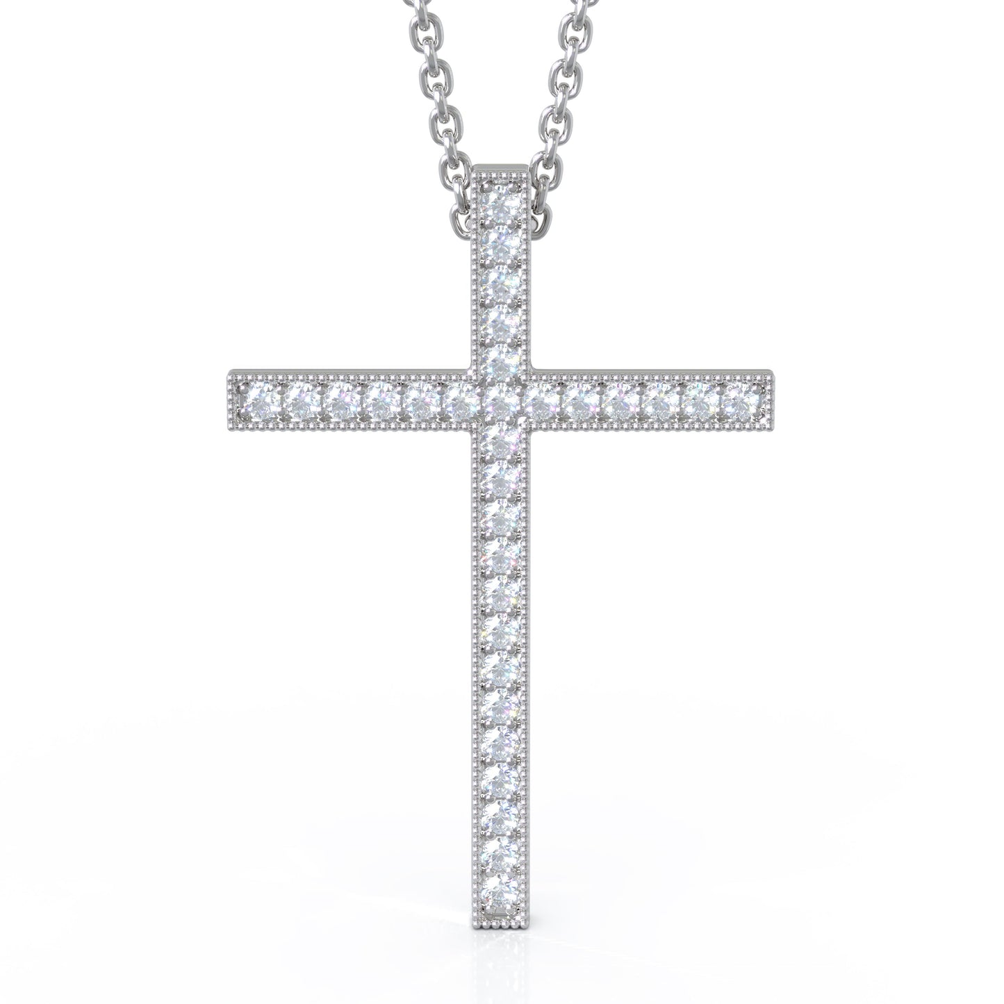 0.30Ct Diamond Cross Pendant, 18" Gold Chain in 14K Gold