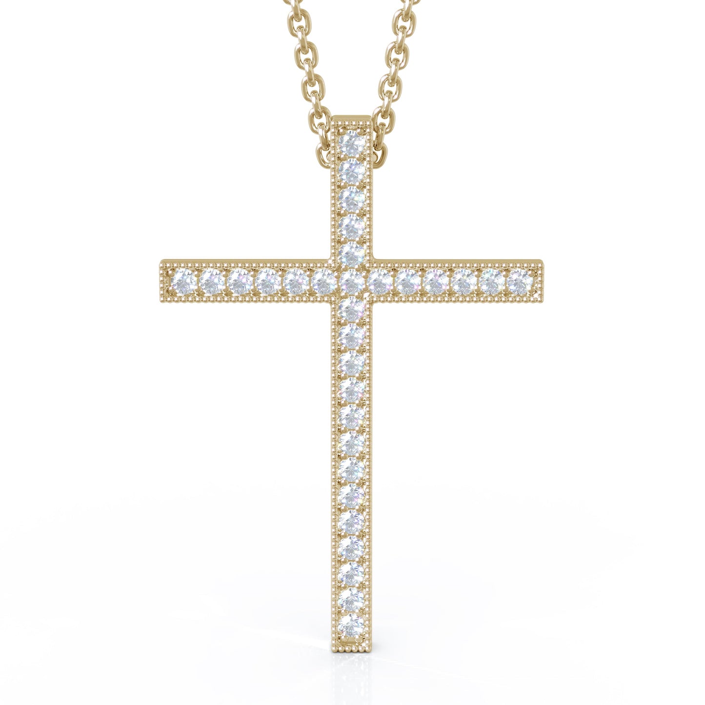 0.30Ct Diamond Cross Pendant, 18" Gold Chain in 14K Gold