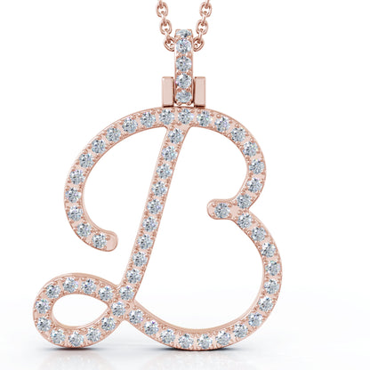 Diamond A-Z Alphabet Initial Letter Pendant Necklace, 18" Gold Chain in 14K Gold