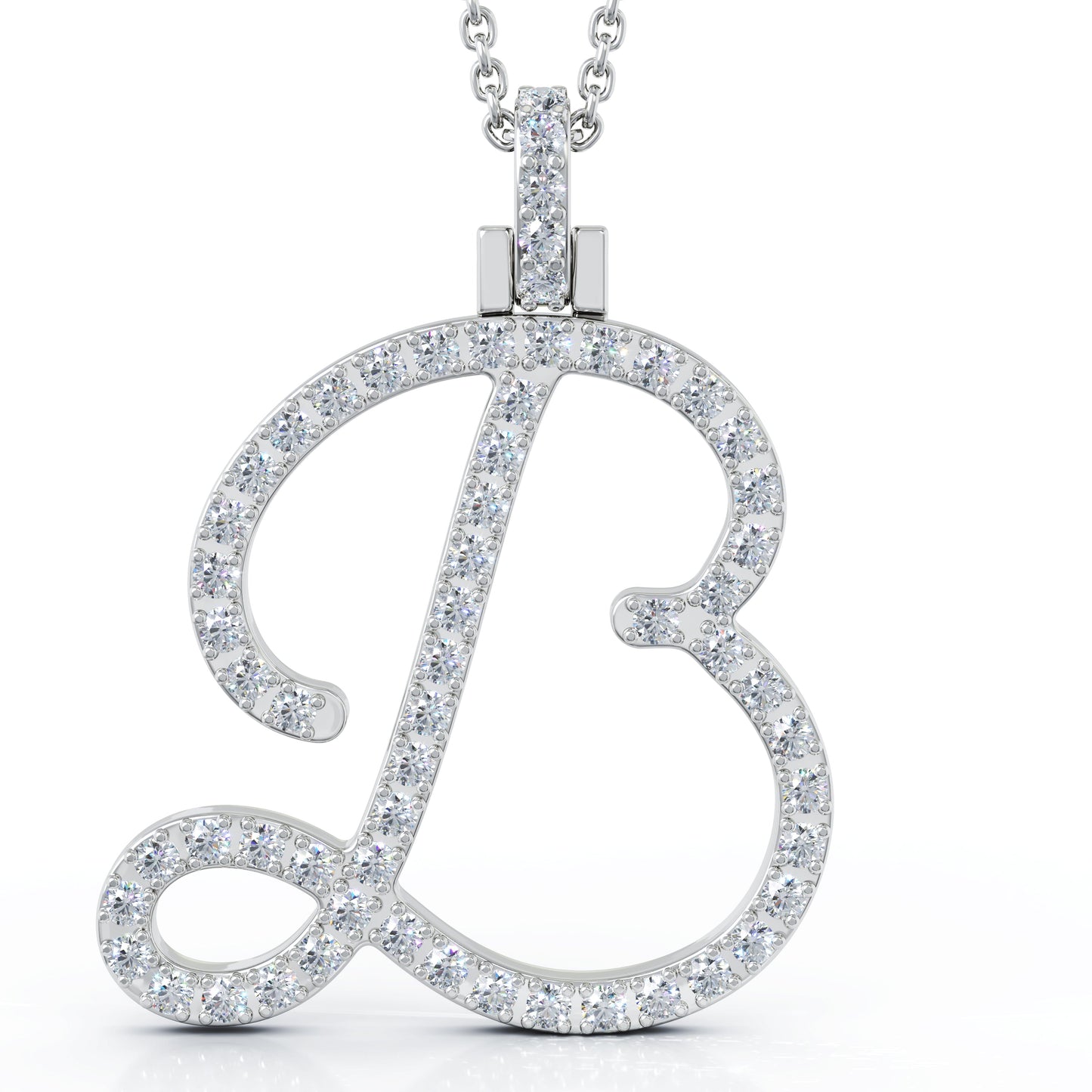 Diamond A-Z Alphabet Initial Letter Pendant Necklace, 18" Gold Chain in 14K Gold