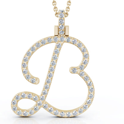 Diamond A-Z Alphabet Initial Letter Pendant Necklace, 18" Gold Chain in 14K Gold