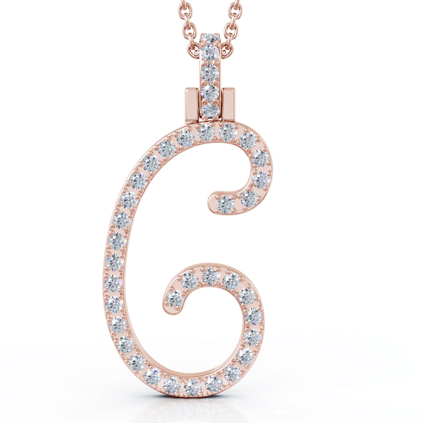 Diamond A-Z Alphabet Initial Letter Pendant Necklace, 18" Gold Chain in 14K Gold