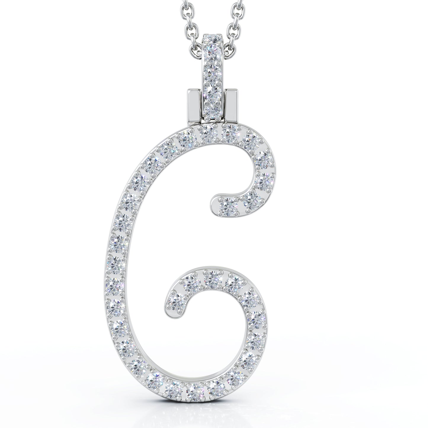 Diamond A-Z Alphabet Initial Letter Pendant Necklace, 18" Gold Chain in 14K Gold