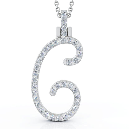 Diamond A-Z Alphabet Initial Letter Pendant Necklace, 18" Gold Chain in 14K Gold