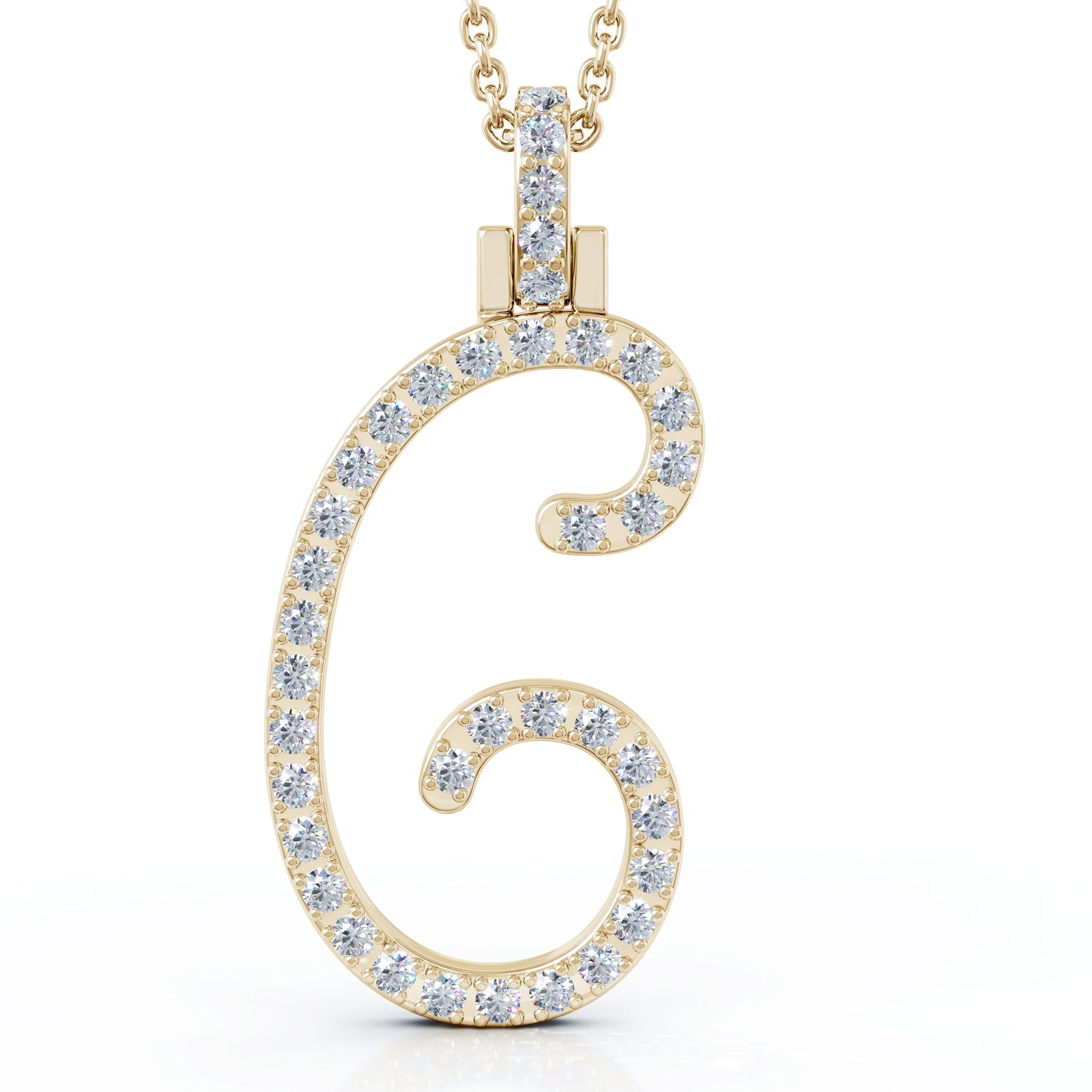 Diamond A-Z Alphabet Initial Letter Pendant Necklace, 18" Gold Chain in 14K Gold